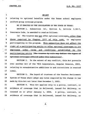 78th Texas Legislature, Regular Session, Senate Bill 1117, Chapter 354