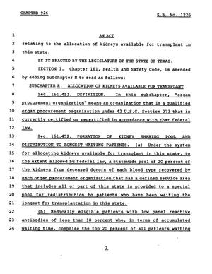 78th Texas Legislature, Regular Session, Senate Bill 1226, Chapter 926