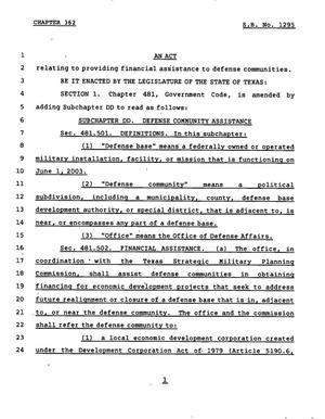78th Texas Legislature, Regular Session, Senate Bill 1295, Chapter 362
