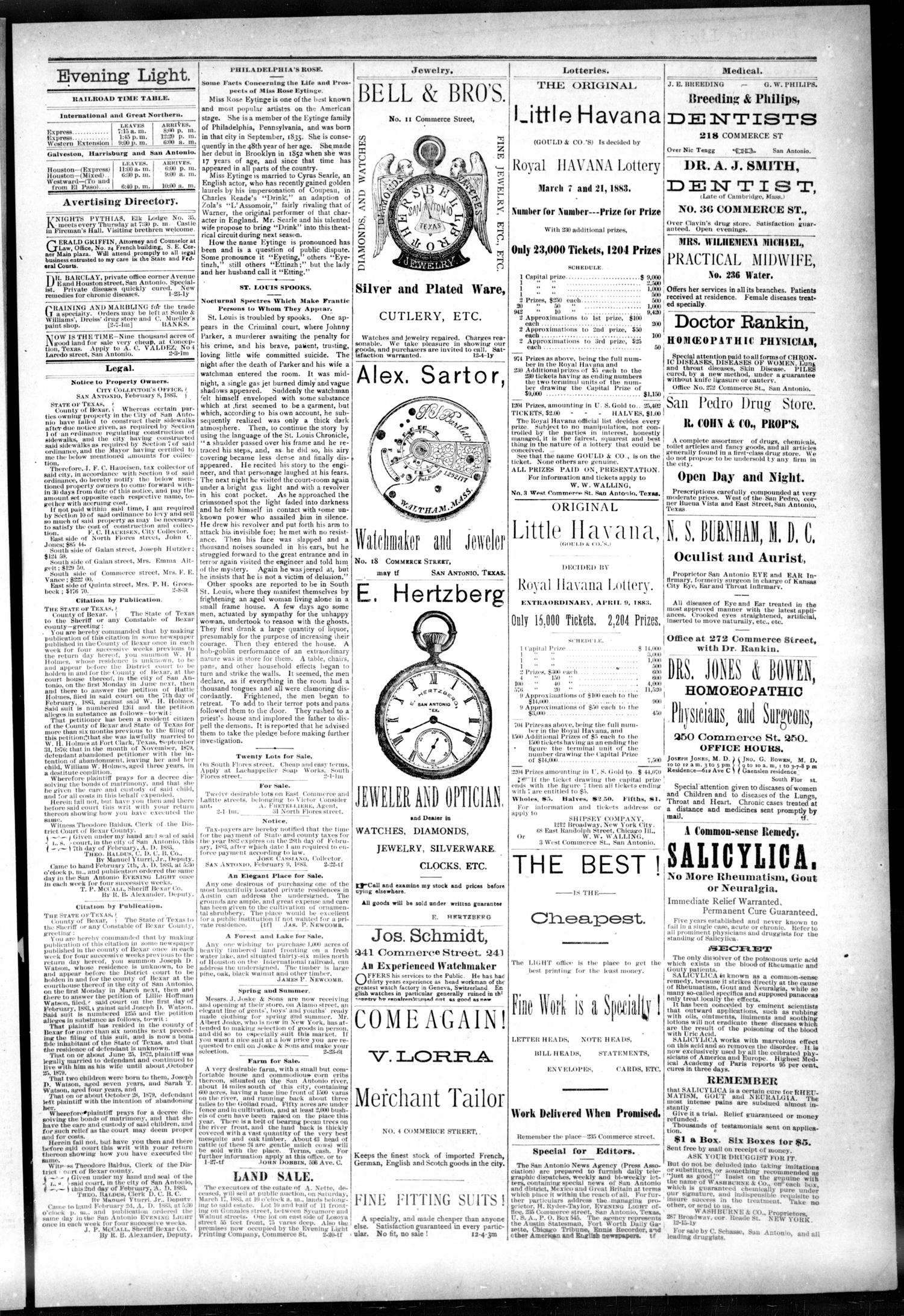 The Evening Light. (San Antonio, Tex.), Vol. 3, No. 34, Ed. 1 Wednesday, February 28, 1883
                                                
                                                    [Sequence #]: 3 of 4
                                                