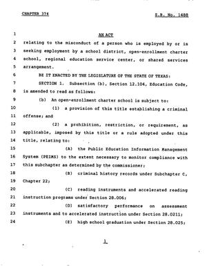 78th Texas Legislature, Regular Session, Senate Bill 1488, Chapter 374