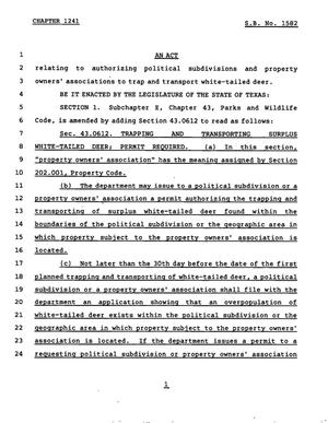 78th Texas Legislature, Regular Session, Senate Bill 1582, Chapter 1241