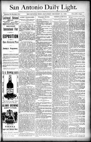San Antonio Daily Light. (San Antonio, Tex.), Vol. 9, No. 254, Ed. 1 Saturday, November 16, 1889