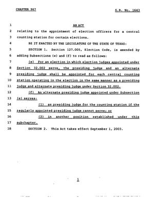 78th Texas Legislature, Regular Session, Senate Bill 1643, Chapter 967
