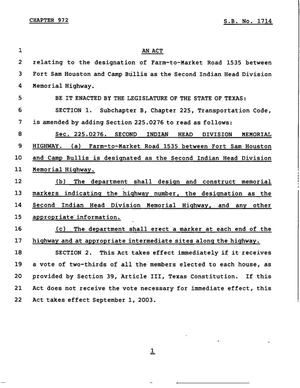 78th Texas Legislature, Regular Session, Senate Bill 1714, Chapter 972