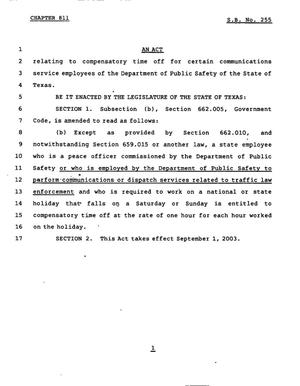 78th Texas Legislature, Regular Session, Senate Bill 255, Chapter 811