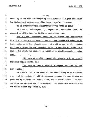 78th Texas Legislature, Regular Session, Senate Bill 258, Chapter 812
