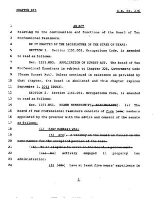 78th Texas Legislature, Regular Session, Senate Bill 276, Chapter 815