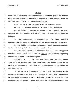 78th Texas Legislature, Regular Session, Senate Bill 287, Chapter 1170