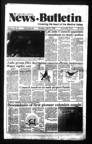 Primary view of object titled 'News Bulletin (Castroville, Tex.), Vol. 35, No. 29, Ed. 1 Thursday, July 21, 1994'.