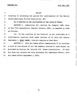 78th Texas Legislature, Regular Session, Senate Bill 371, Chapter 831