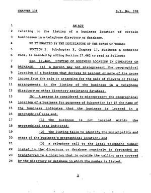 78th Texas Legislature, Regular Session, Senate Bill 378, Chapter 138