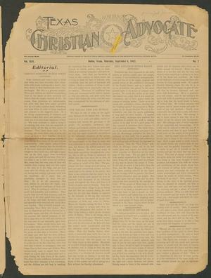 Primary view of object titled 'Texas Christian Advocate (Dallas, Tex.), Vol. 49, No. 2, Ed. 1 Thursday, September 4, 1902'.