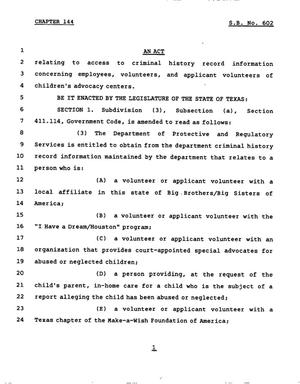 78th Texas Legislature, Regular Session, Senate Bill 602, Chapter 144