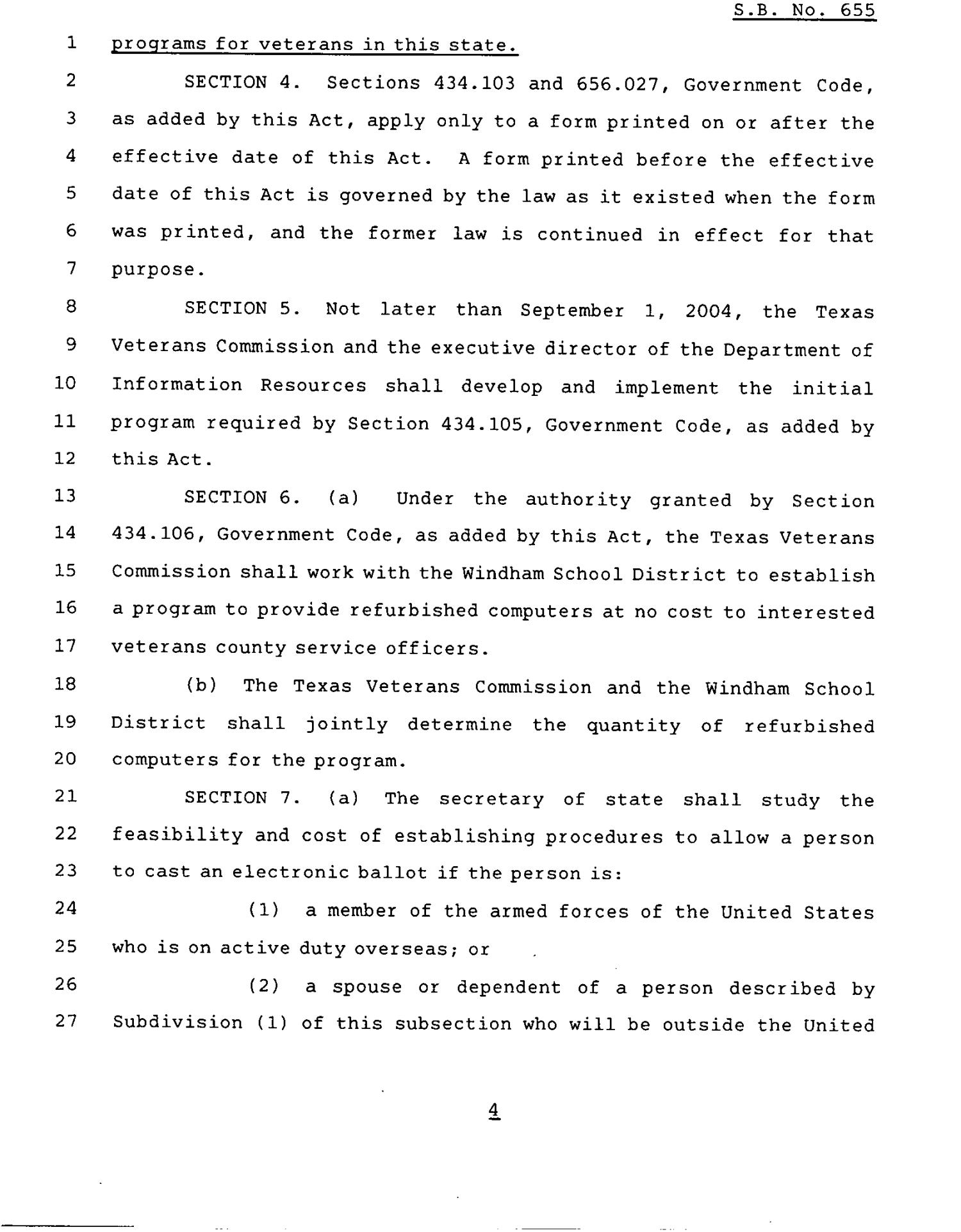 78th Texas Legislature, Regular Session, Senate Bill 655, Chapter 69
                                                
                                                    [Sequence #]: 4 of 6
                                                