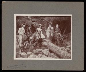 [Allen family on mules in Mineral Wells]