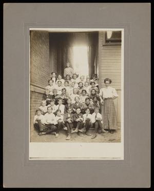 Primary view of object titled '[Annie Belle Emery with students at Cumberland Hill School]'.