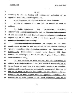78th Texas Legislature, Regular Session, Senate Bill 726, Chapter 152