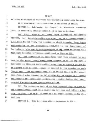 78th Texas Legislature, Regular Session, Senate Bill 855, Chapter 101