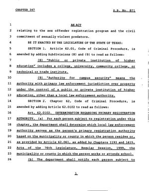 78th Texas Legislature, Regular Session, Senate Bill 871, Chapter 347