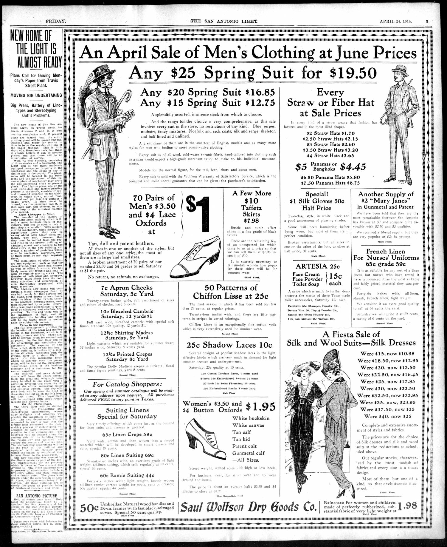 The San Antonio Light (San Antonio, Tex.), Vol. 34, No. 95, Ed. 1 Friday, April 24, 1914
                                                
                                                    [Sequence #]: 3 of 16
                                                