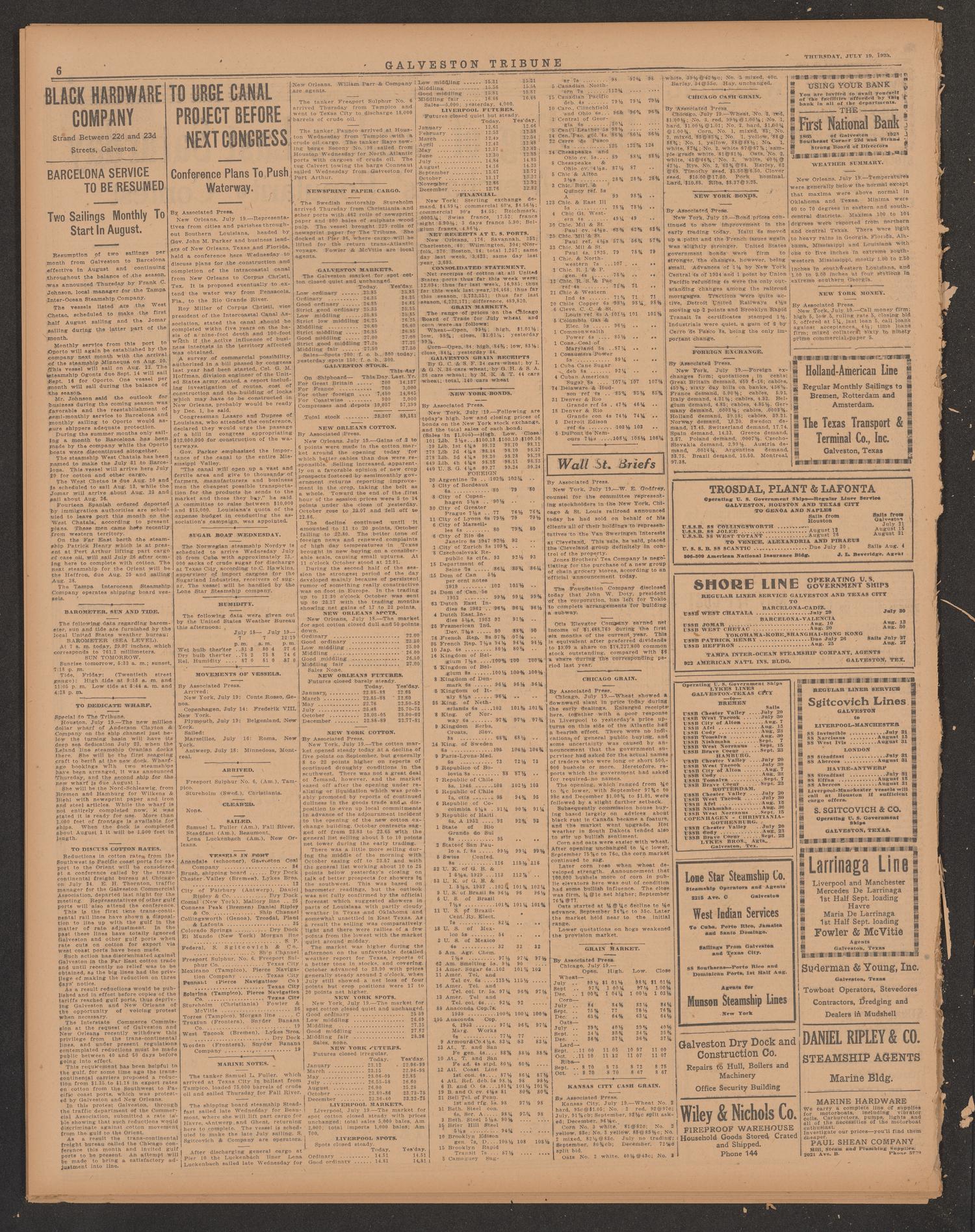 Galveston Tribune. (Galveston, Tex.), Vol. 43, No. 201, Ed. 1 Thursday, July 19, 1923
                                                
                                                    [Sequence #]: 6 of 14
                                                
