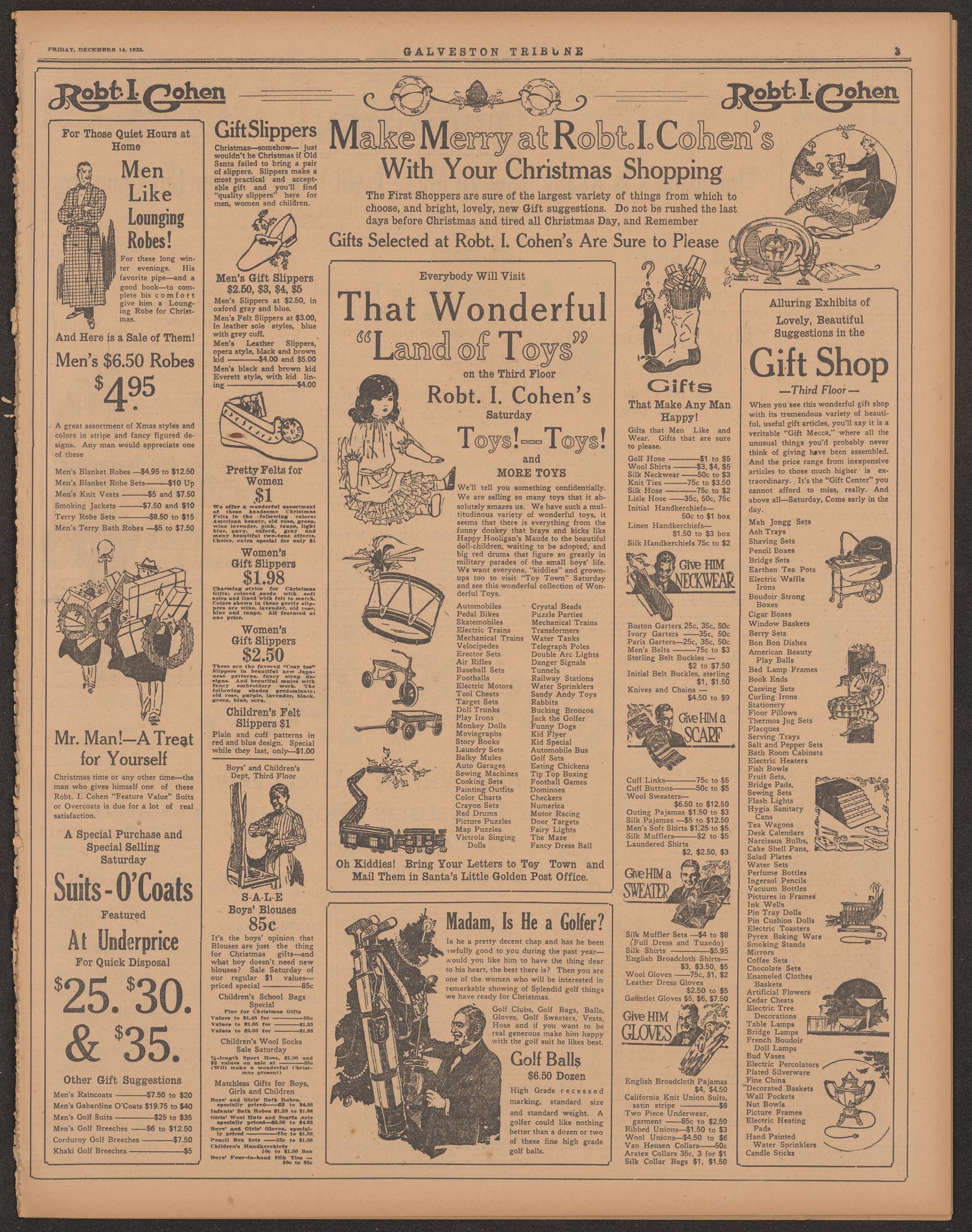 Galveston Tribune. (Galveston, Tex.), Vol. 44, No. 15, Ed. 1 Friday, December 14, 1923
                                                
                                                    [Sequence #]: 3 of 32
                                                