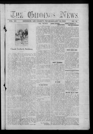 The Giddings News. (Giddings, Tex.), Vol. 33, No. 14, Ed. 1 Friday, August 12, 1921