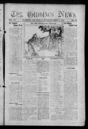 The Giddings News. (Giddings, Tex.), Vol. 33, No. 22, Ed. 1 Friday, October 7, 1921