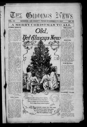 The Giddings News. (Giddings, Tex.), Vol. 33, No. 33, Ed. 1 Friday, December 23, 1921
