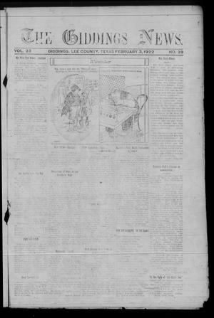 The Giddings News. (Giddings, Tex.), Vol. 33, No. 39, Ed. 1 Friday, February 3, 1922