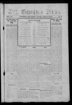 The Giddings News. (Giddings, Tex.), Vol. 34, No. 6, Ed. 1 Friday, June 23, 1922