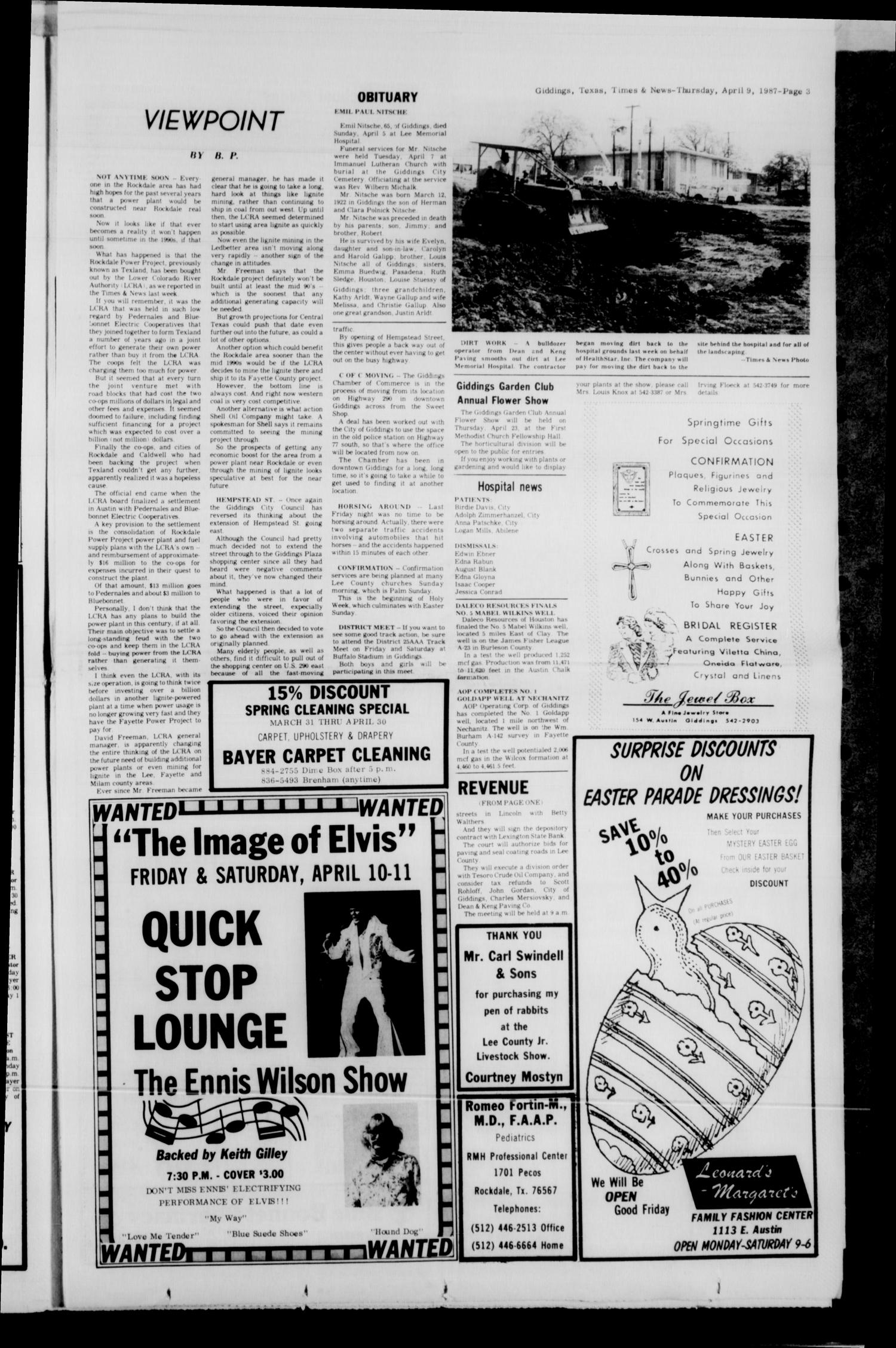 The Giddings Times & News (Giddings, Tex.), Vol. 97, No. 41, Ed. 1 Thursday, April 9, 1987
                                                
                                                    [Sequence #]: 3 of 18
                                                