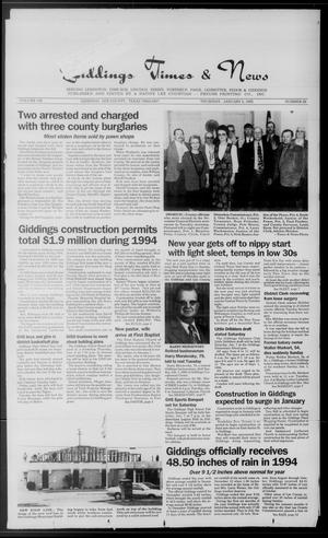 Primary view of object titled 'Giddings Times & News (Giddings, Tex.), Vol. 105, No. 29, Ed. 1 Thursday, January 5, 1995'.