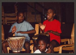 Primary view of object titled '[Kids Playing Instruments at Summer Program]'.
