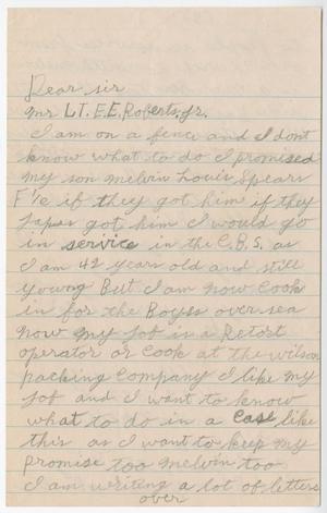 [Letter from Glen Spears to Lt. Comdr. E. E. Roberts Jr.]
