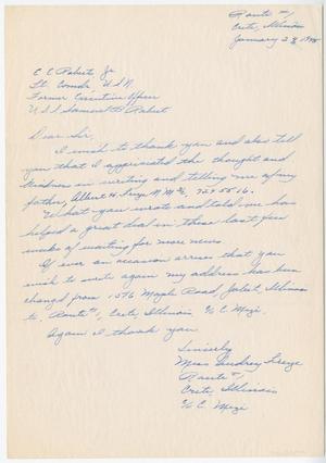 [Letter from Audrey Freye to Lt. Comdr. E. E. Roberts Jr. - January 24, 1945]