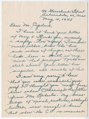 [Letter from Virginia Margaret Brady to Lt. Comdr. Robert W. Copeland - May 10, 1945]