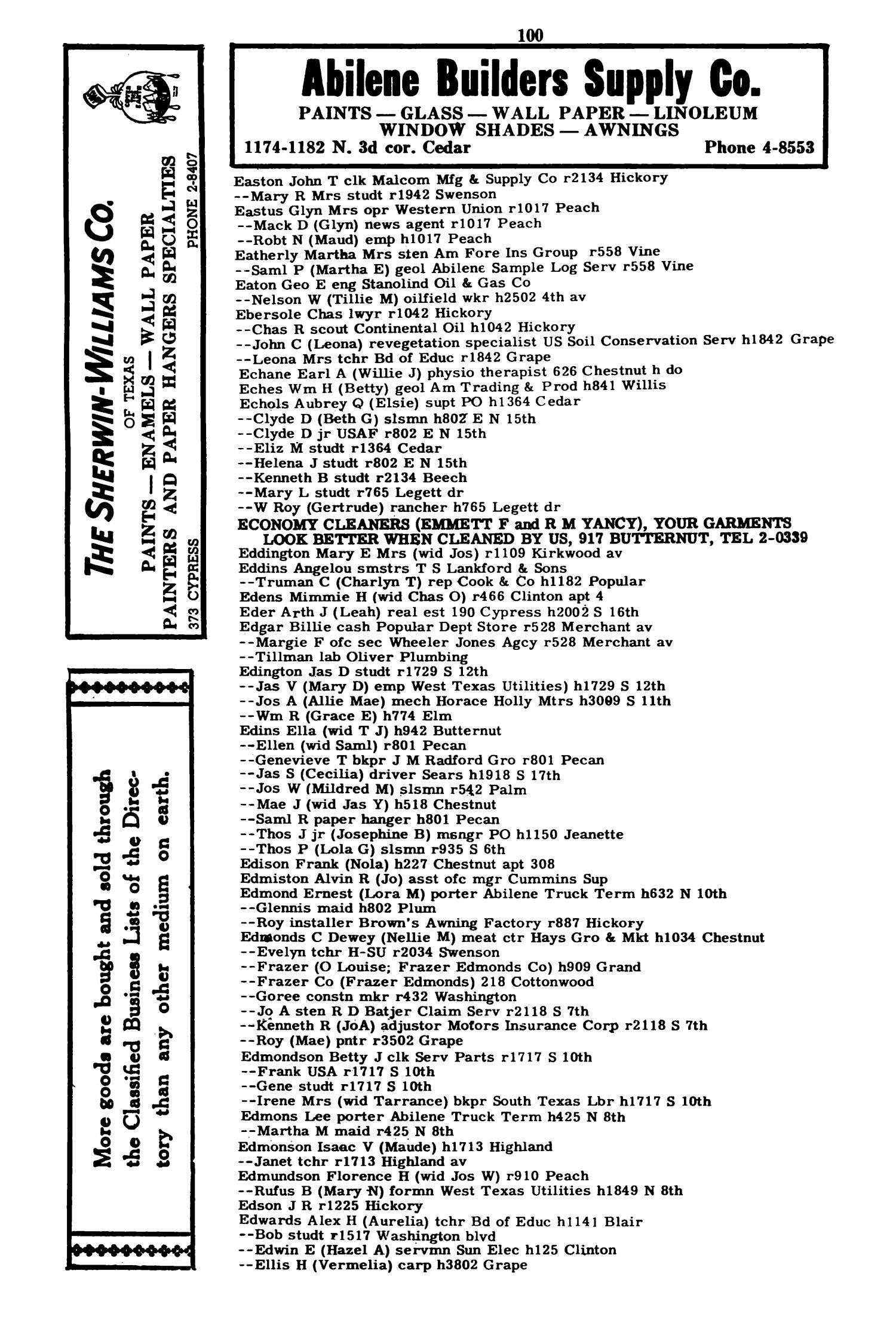 Worley's Abilene (Taylor County, Texas) City Directory, 1951
                                                
                                                    100
                                                