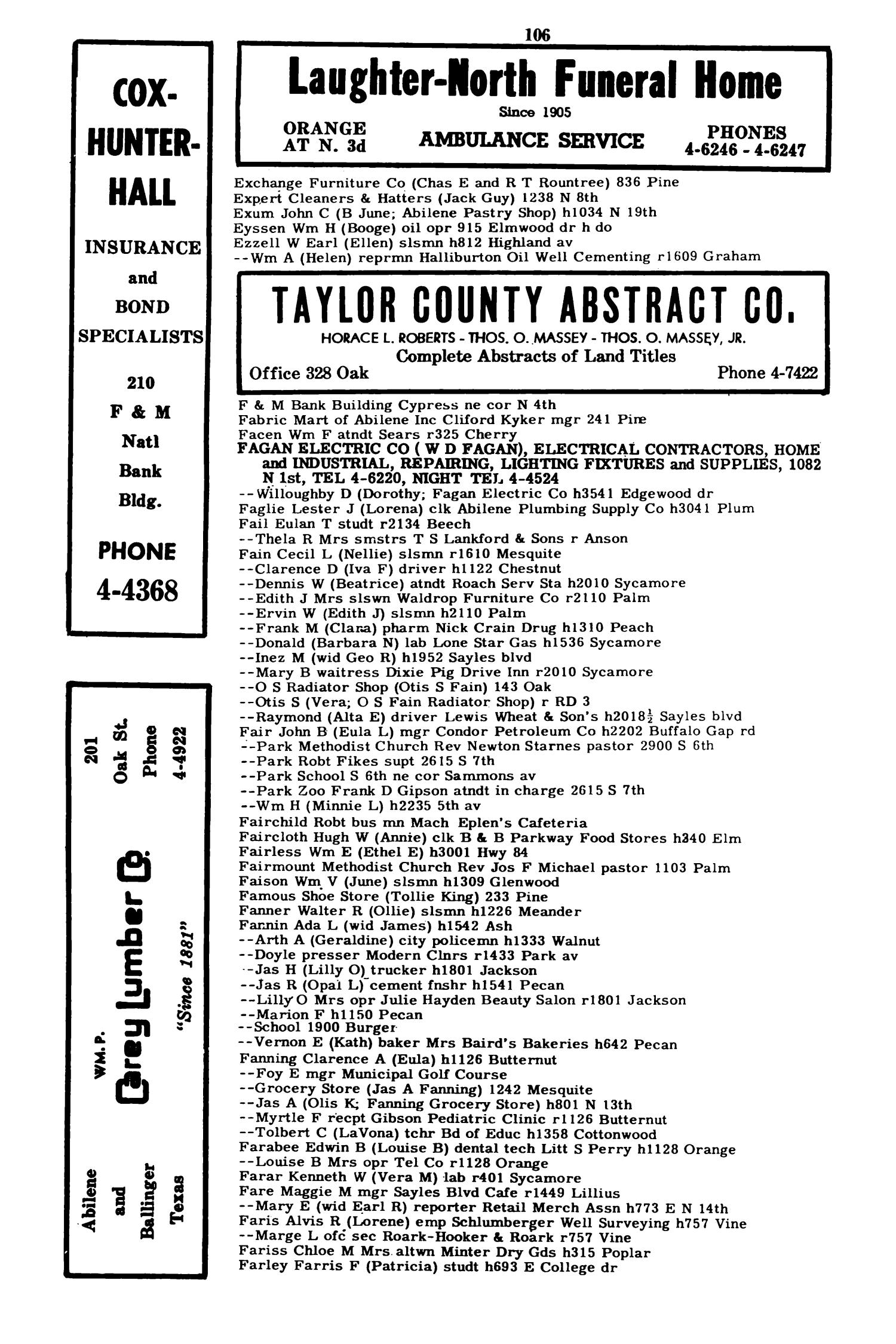 Worley's Abilene (Taylor County, Texas) City Directory, 1951
                                                
                                                    106
                                                