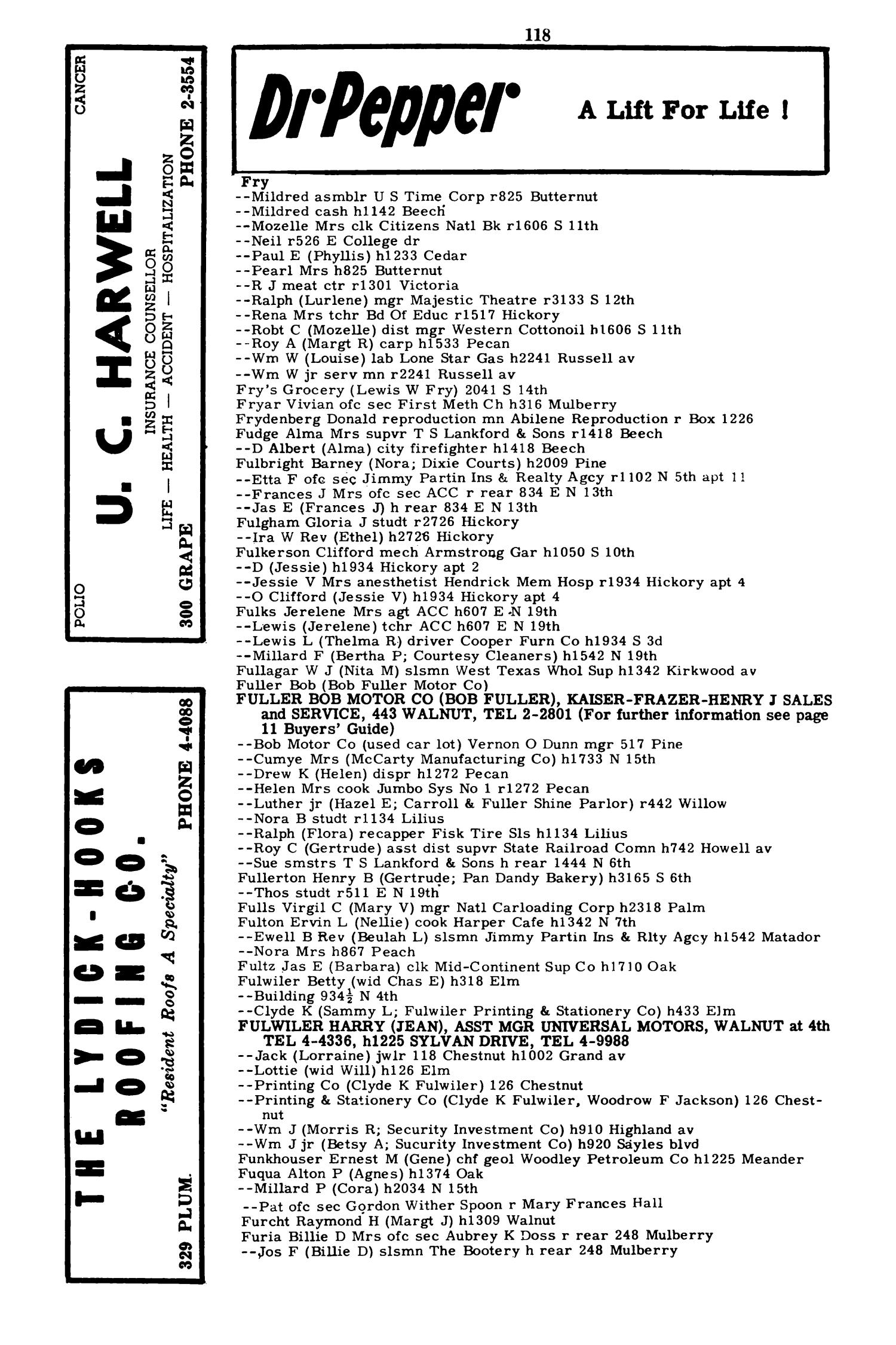 Worley's Abilene (Taylor County, Texas) City Directory, 1951
                                                
                                                    118
                                                