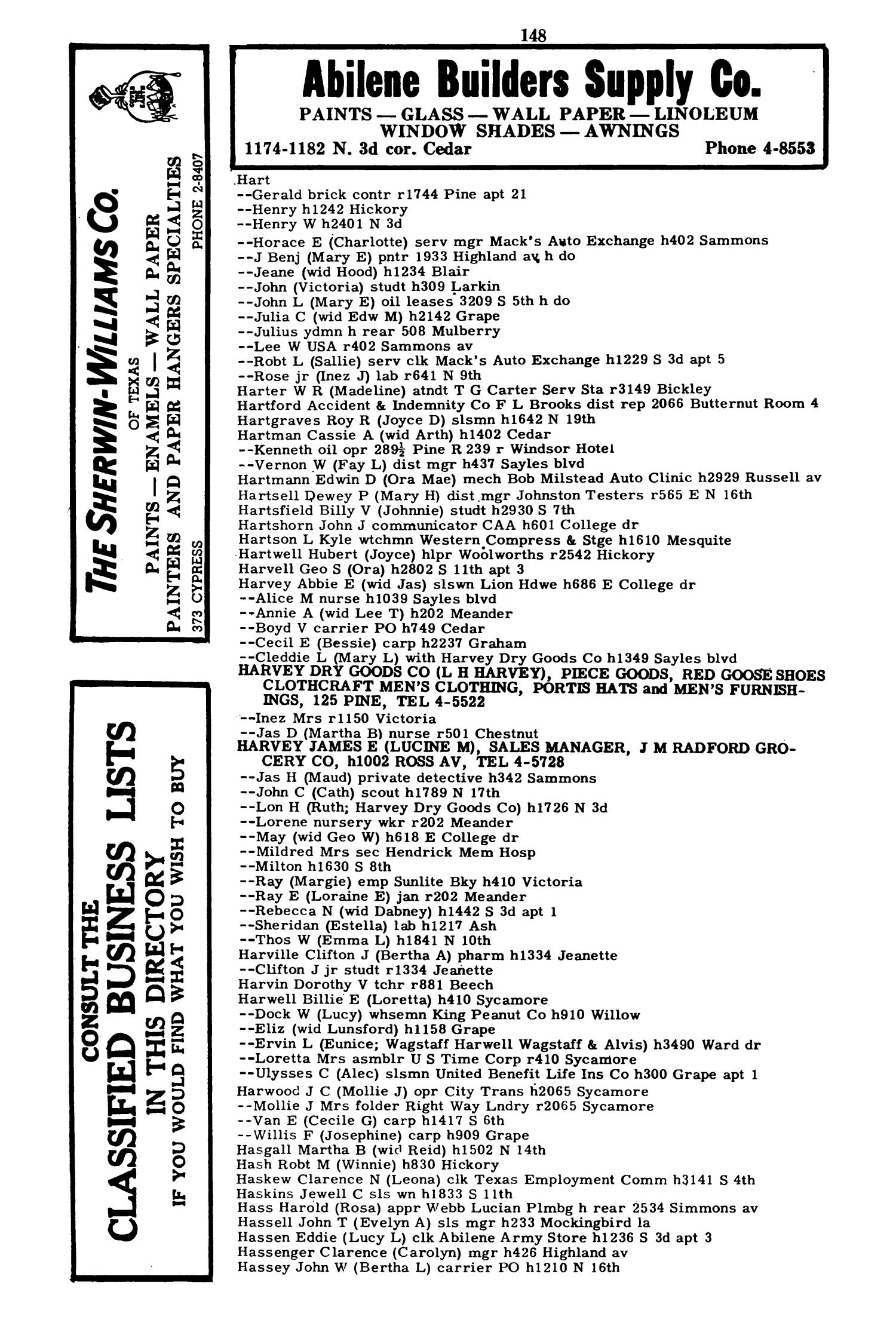 Worley's Abilene (Taylor County, Texas) City Directory, 1951
                                                
                                                    148
                                                