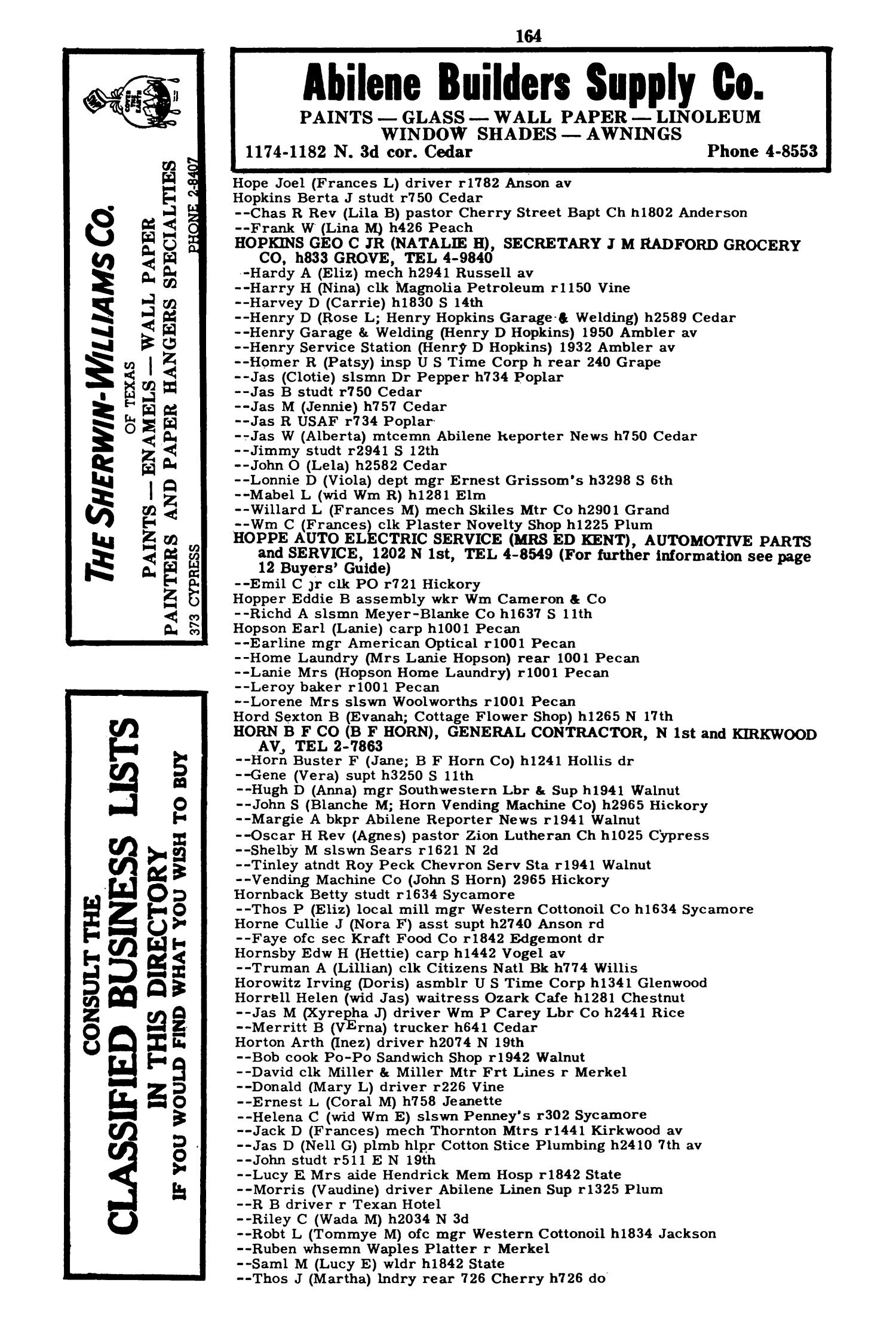 Worley's Abilene (Taylor County, Texas) City Directory, 1951
                                                
                                                    164
                                                