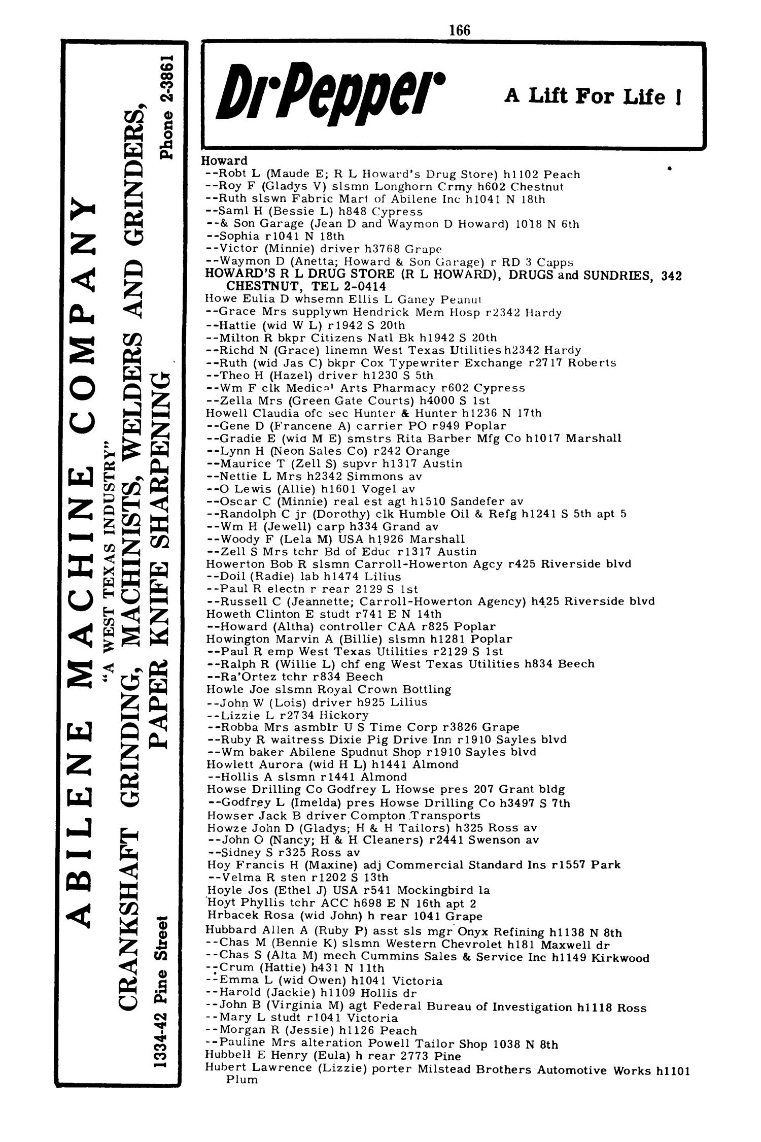 Worley's Abilene (Taylor County, Texas) City Directory, 1951
                                                
                                                    166
                                                