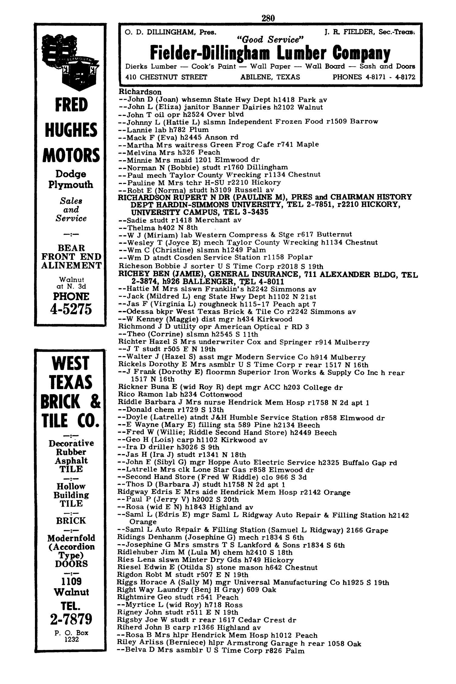 Worley's Abilene (Taylor County, Texas) City Directory, 1951
                                                
                                                    280
                                                