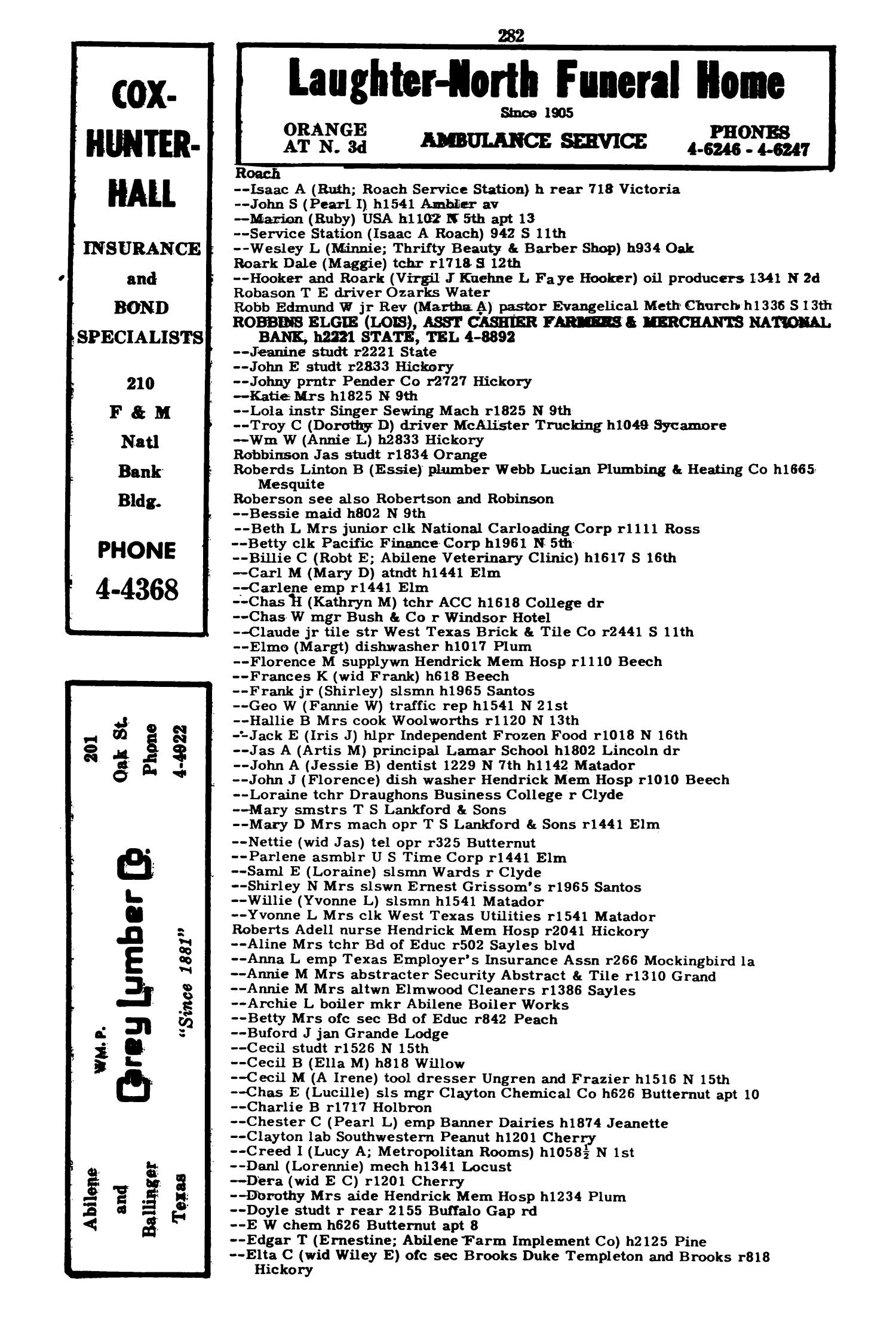 Worley's Abilene (Taylor County, Texas) City Directory, 1951
                                                
                                                    282
                                                