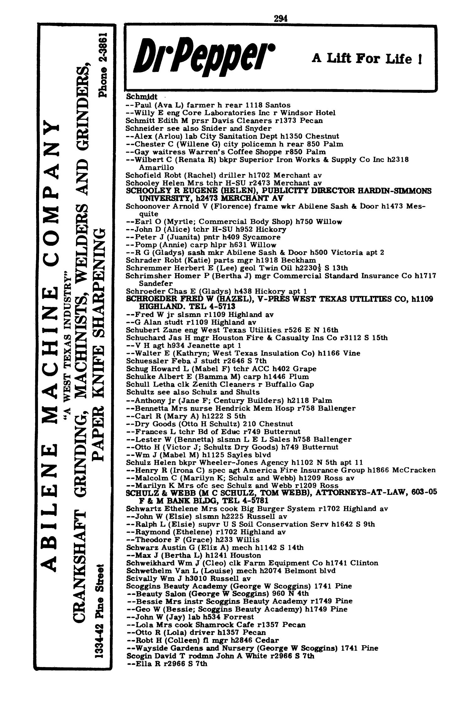 Worley's Abilene (Taylor County, Texas) City Directory, 1951
                                                
                                                    294
                                                