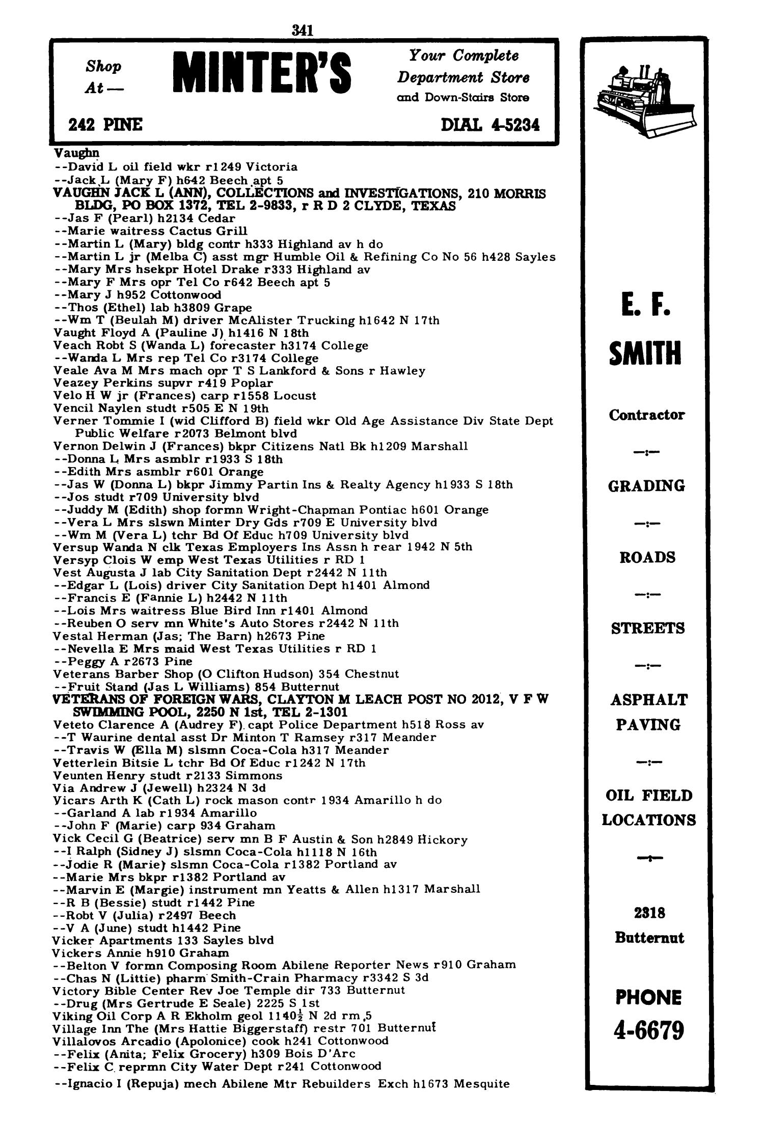 Worley's Abilene (Taylor County, Texas) City Directory, 1951
                                                
                                                    341
                                                