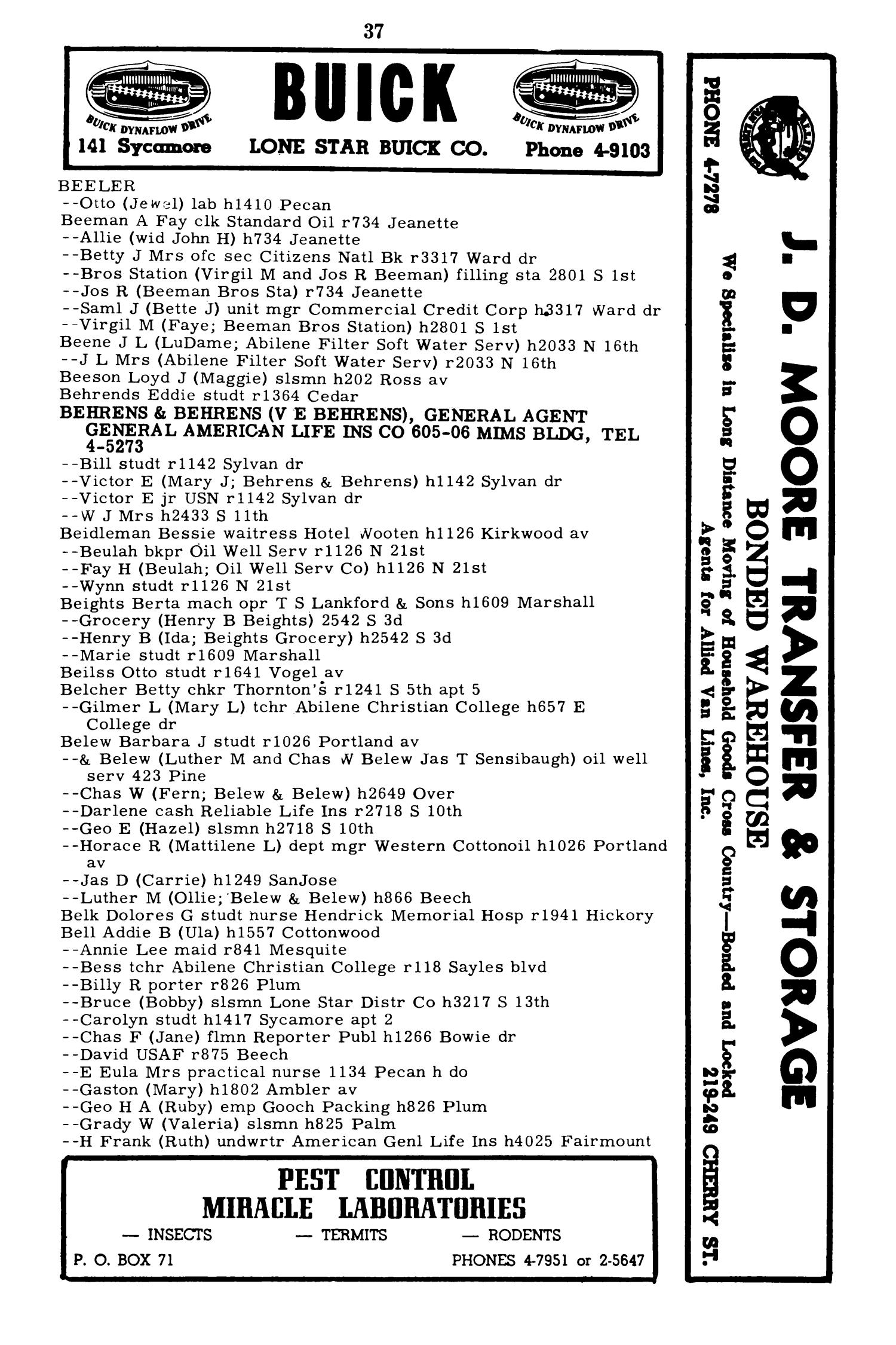 Worley's Abilene (Taylor County, Texas) City Directory, 1953
                                                
                                                    37
                                                