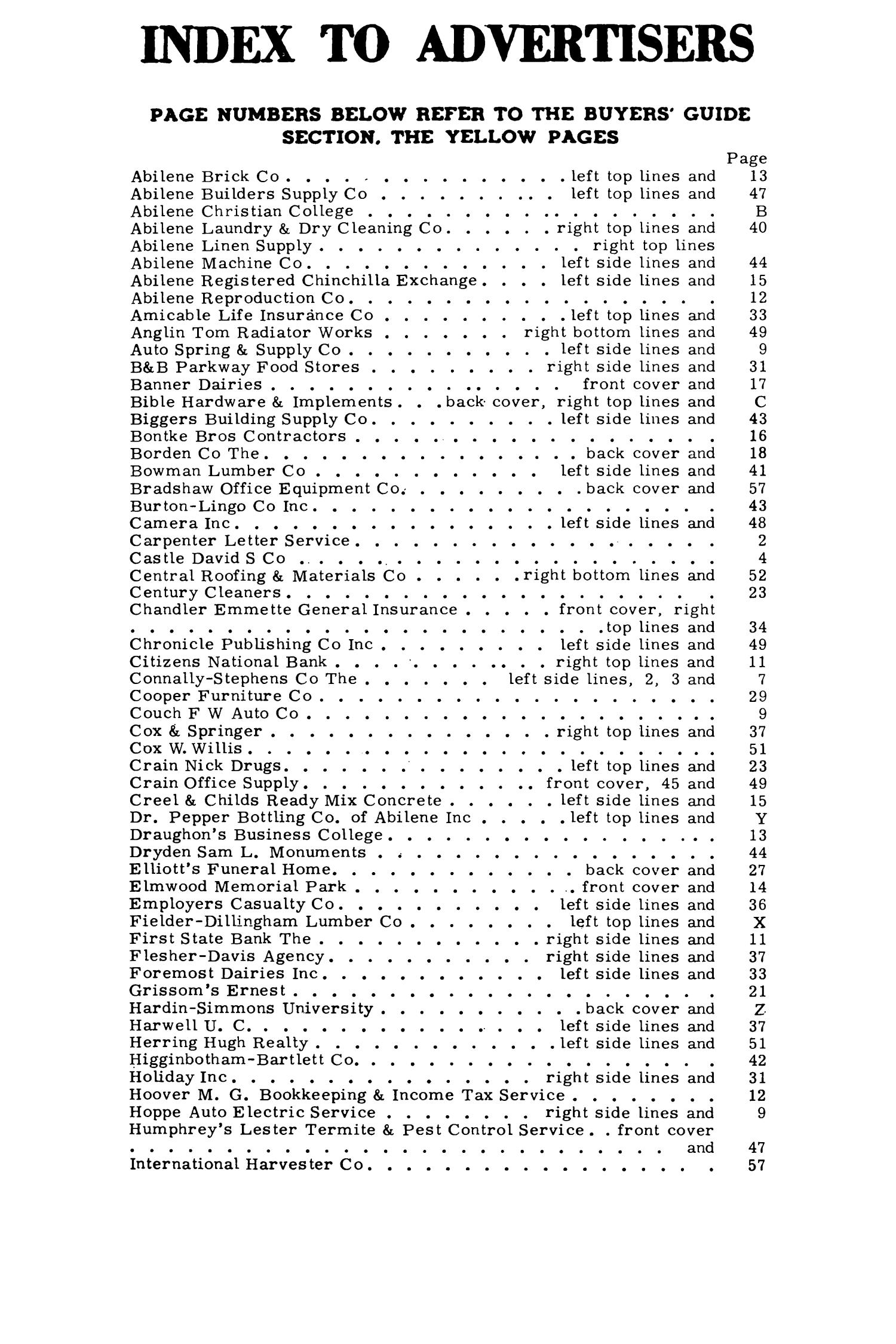 Worley's Abilene (Taylor County, Texas) City Directory, 1953
                                                
                                                    V
                                                